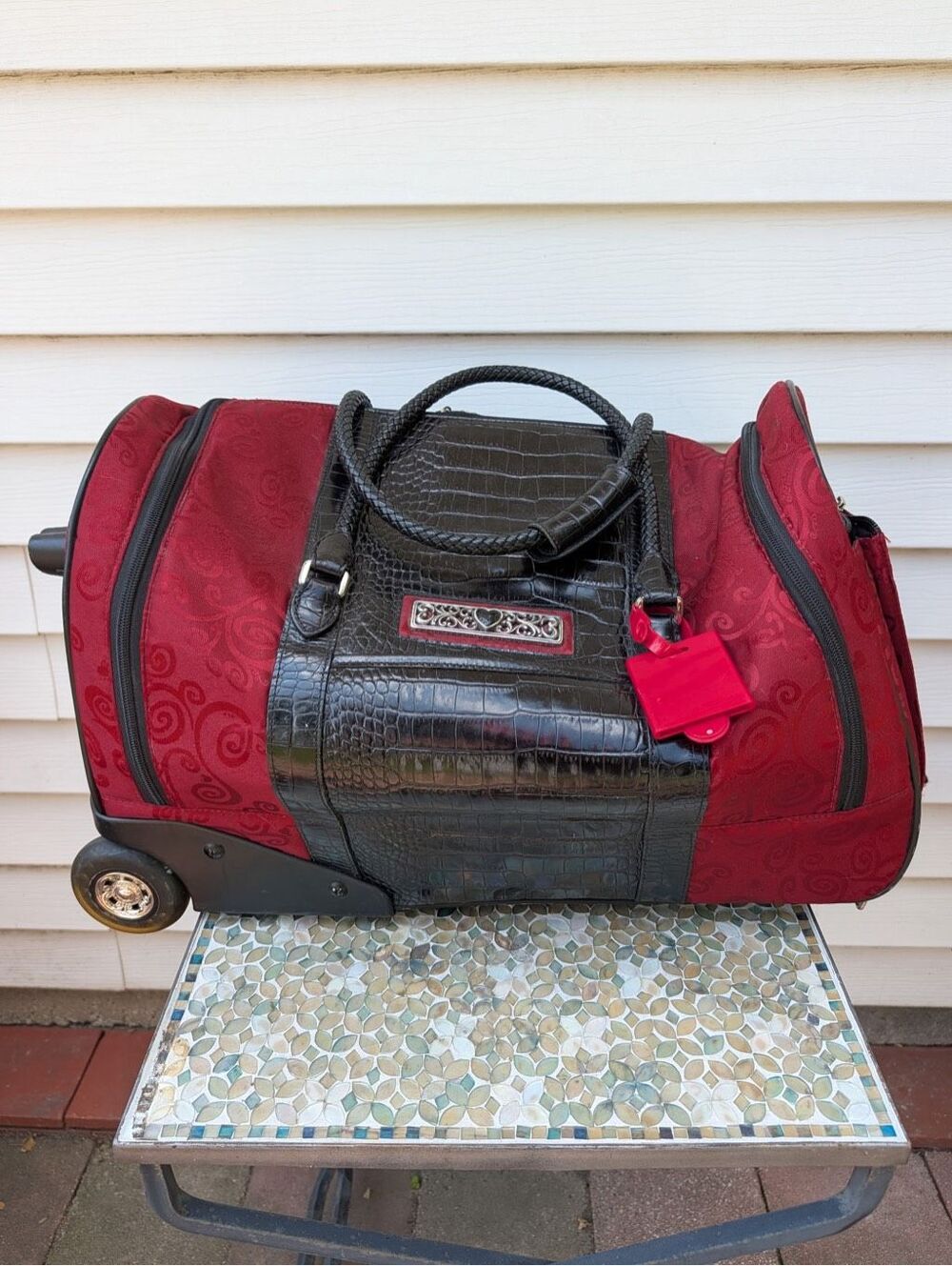 Brighton 21 inch Wheeled Carry On Bag Luggage  Travel Line Ruby Red Jacquard